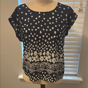 Blu Pepper Blue and White Boxy Blouse